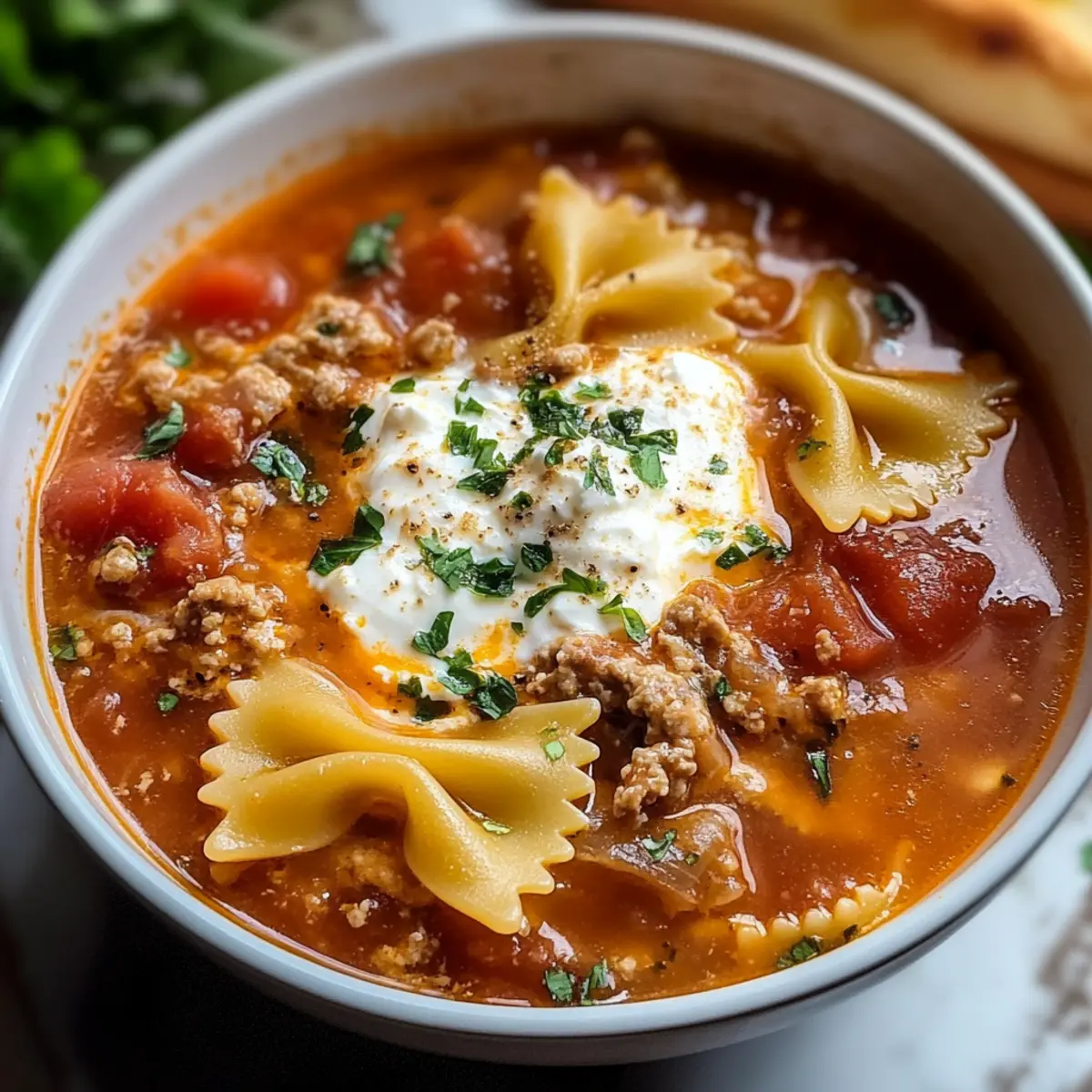 Lasagne-Suppe mit Fliegenpilz-Pasta für Gemütliche Abende