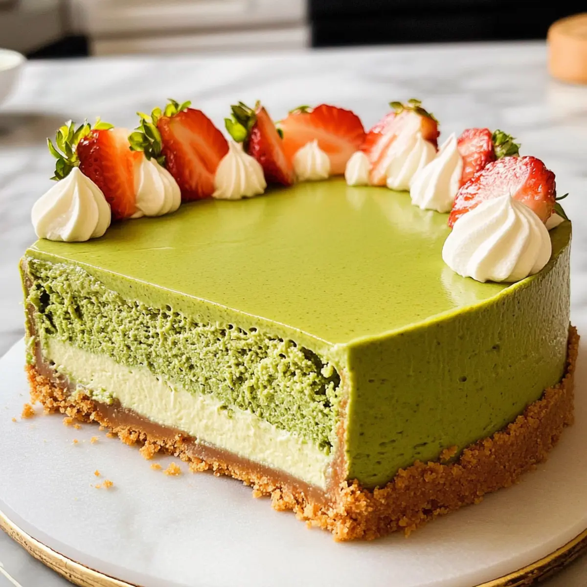 Genussvoller Matcha Käsekuchen für Feinschmecker