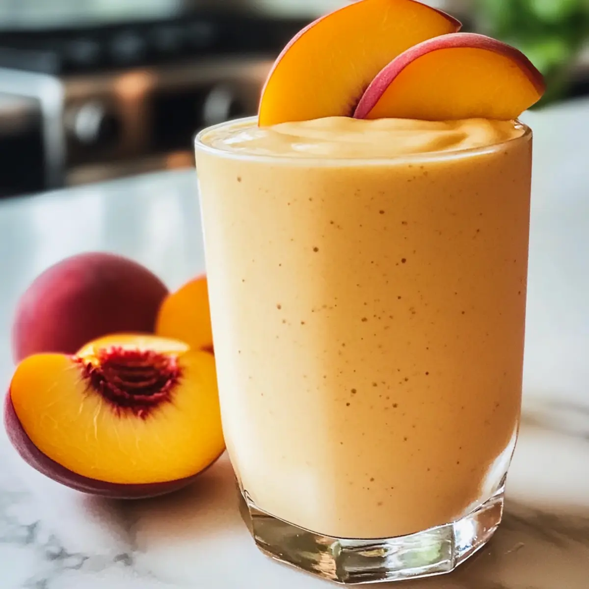 Pfirsich-Smoothie mit gefrorenen Pfirsichen lecker und einfach