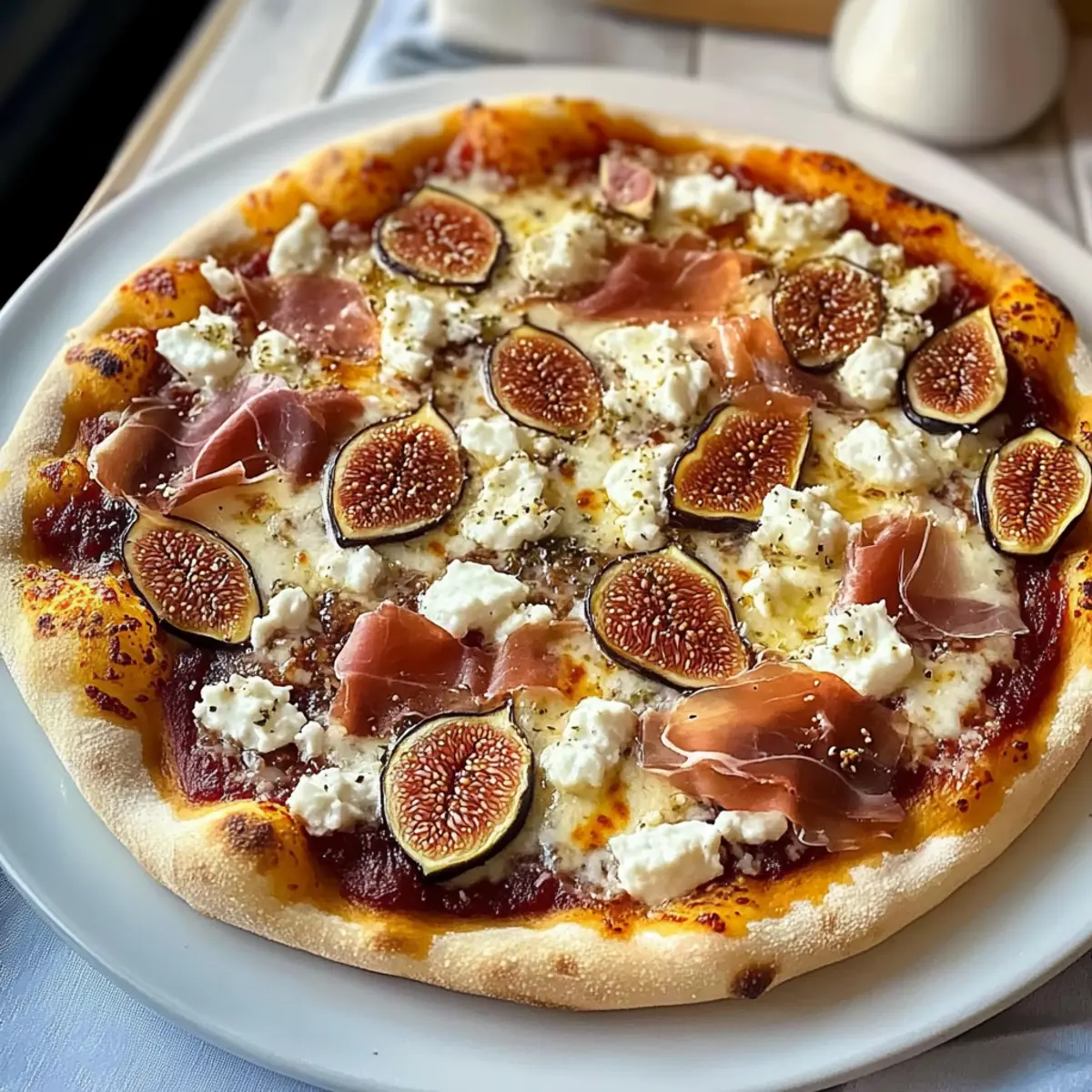Einfacher Feigenpizza mit Ziegenkäse und Prosciutto