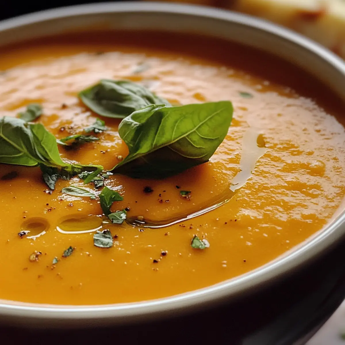 Cremige geröstete Paprika Gouda Suppe