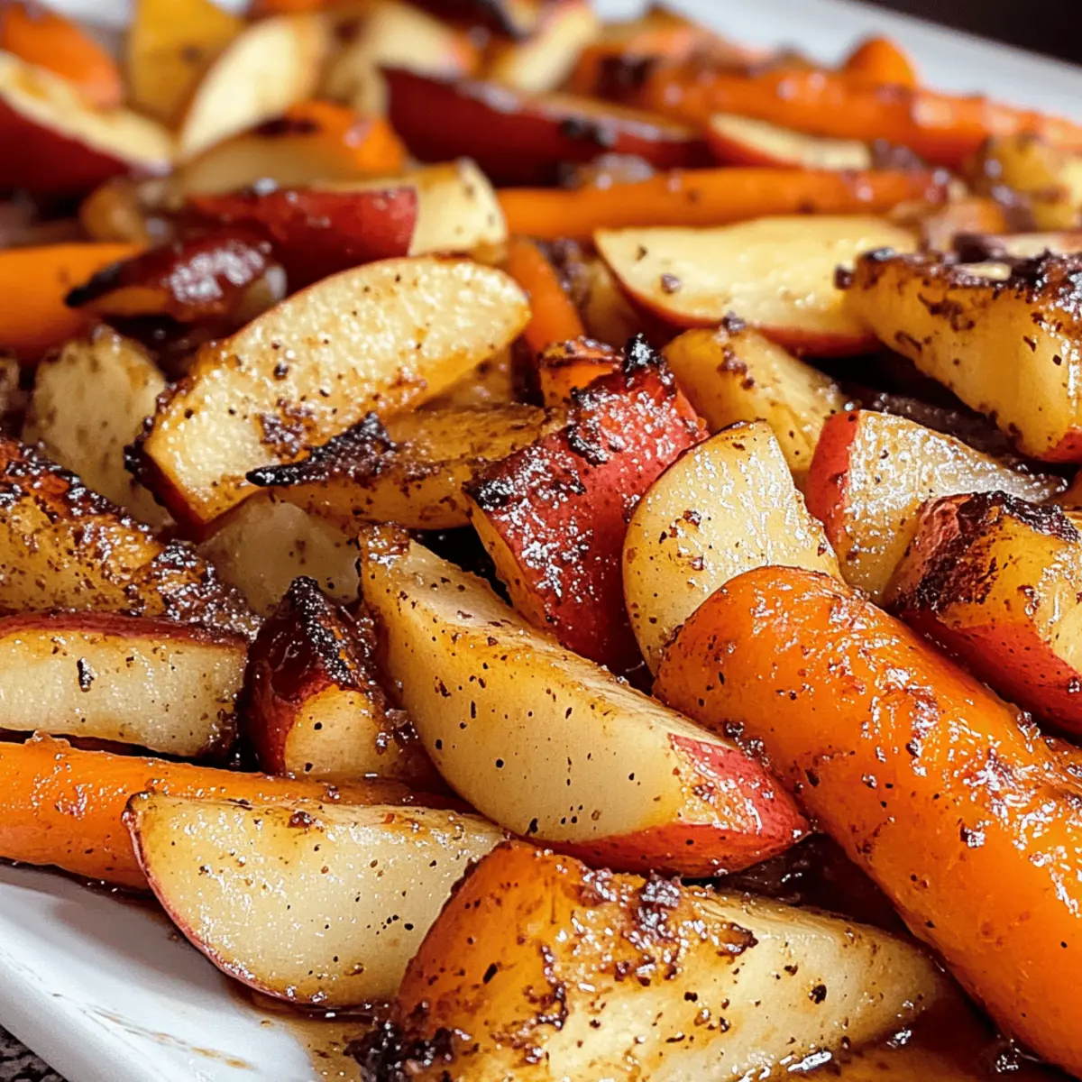 Ahorn-Dijon Röstäpfel und -karotten