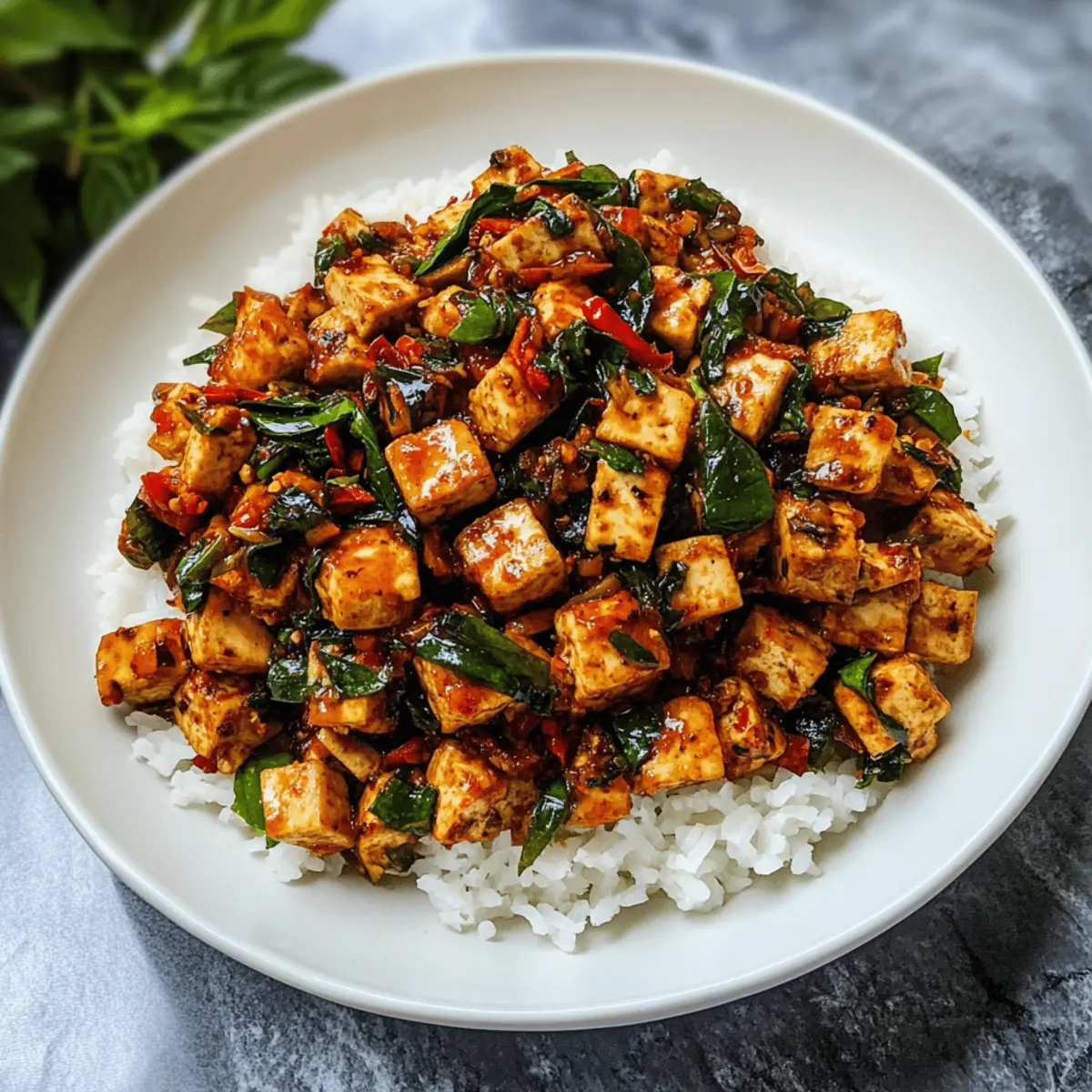 Proteinreiches Thai-Basilikum-Tofu Rezept