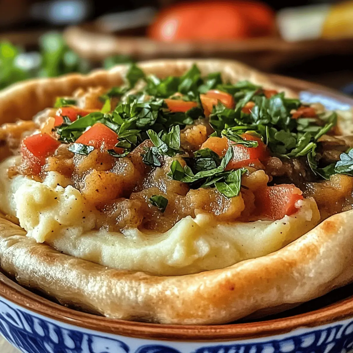 Vegan Hawawshi mit Kartoffeln und Gemüse