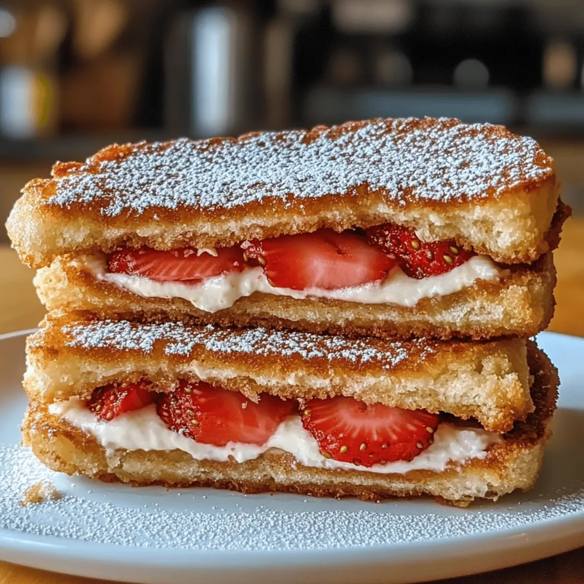 Frittierte Erdbeer-Käsekuchen-Sandwiches
