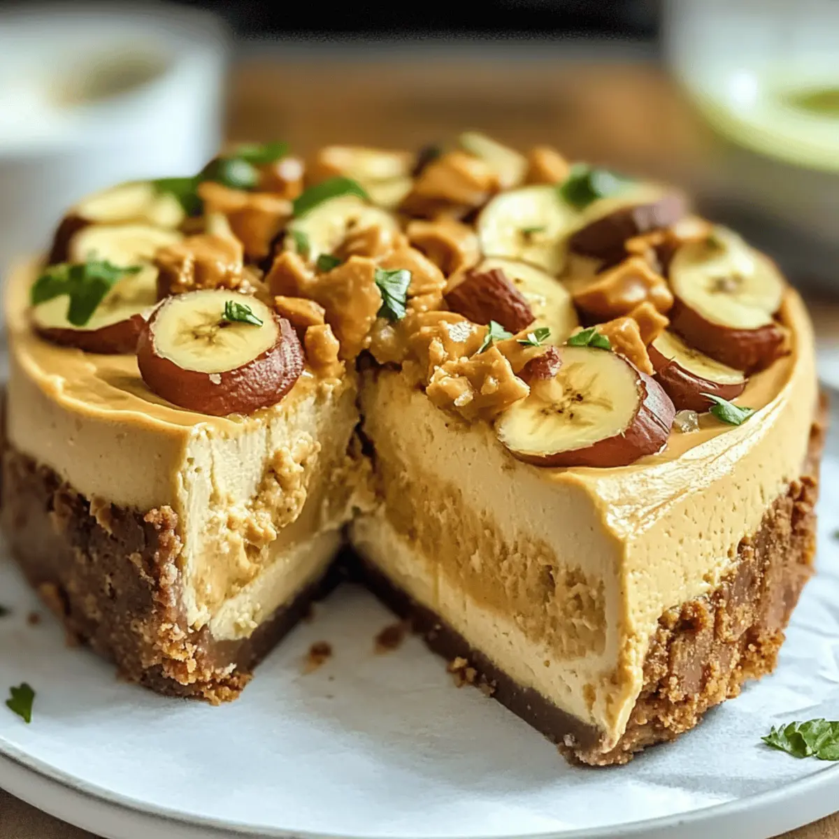 No-Bake Erdnussbutter Bananen Käsekuchen