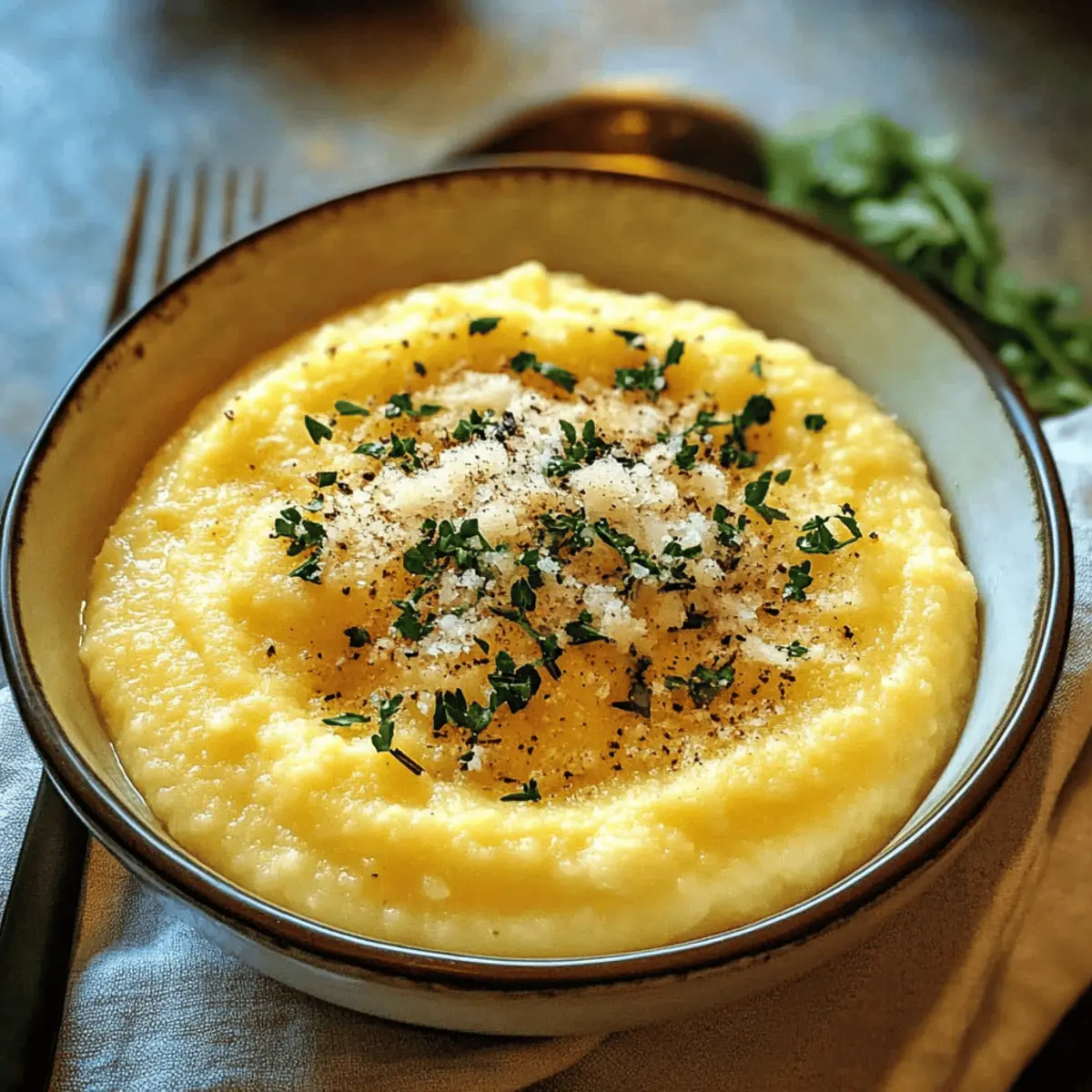 Cremige Knoblauch-Parmesan-Polenta genießen