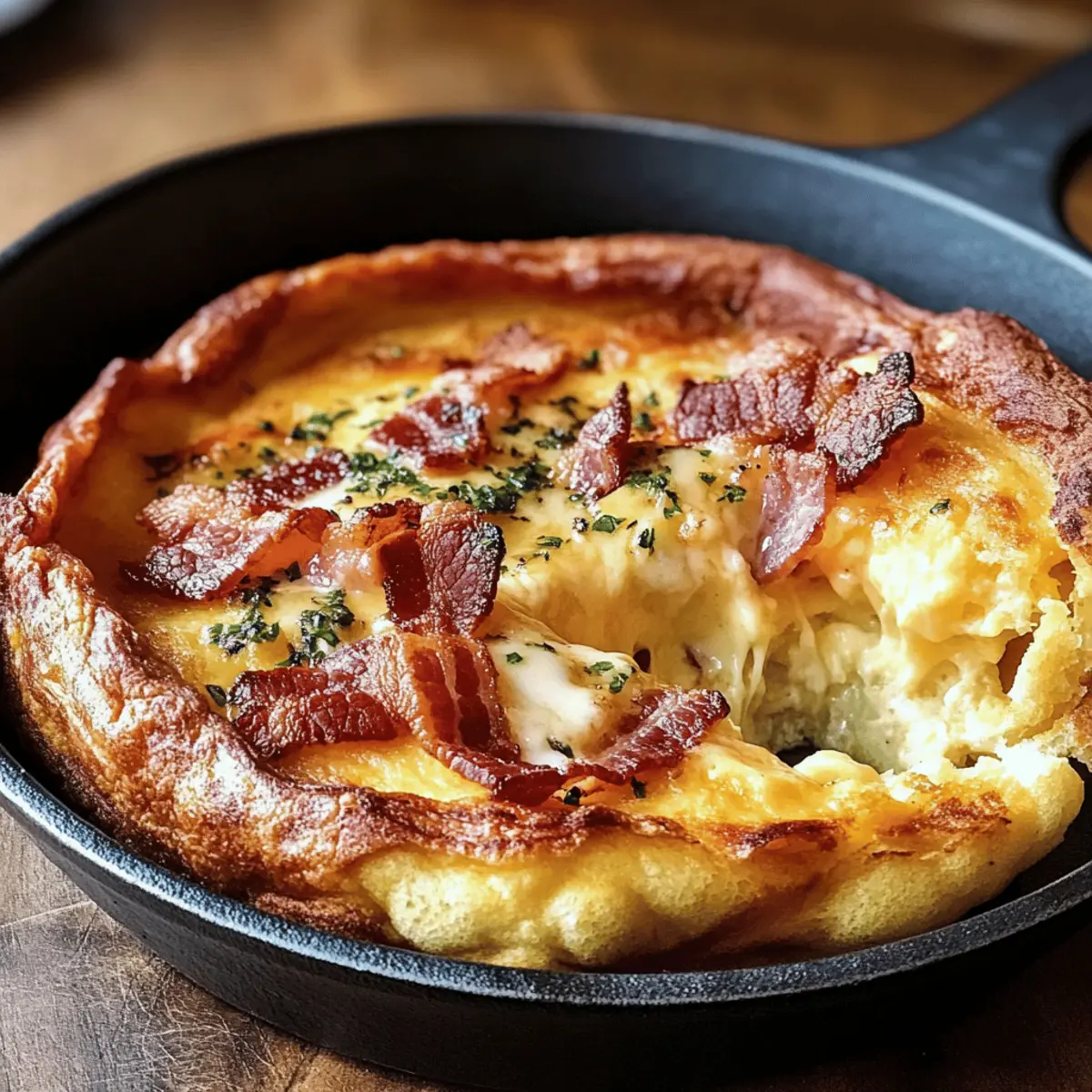 herzhafter Cheddar Bacon Dutch Baby