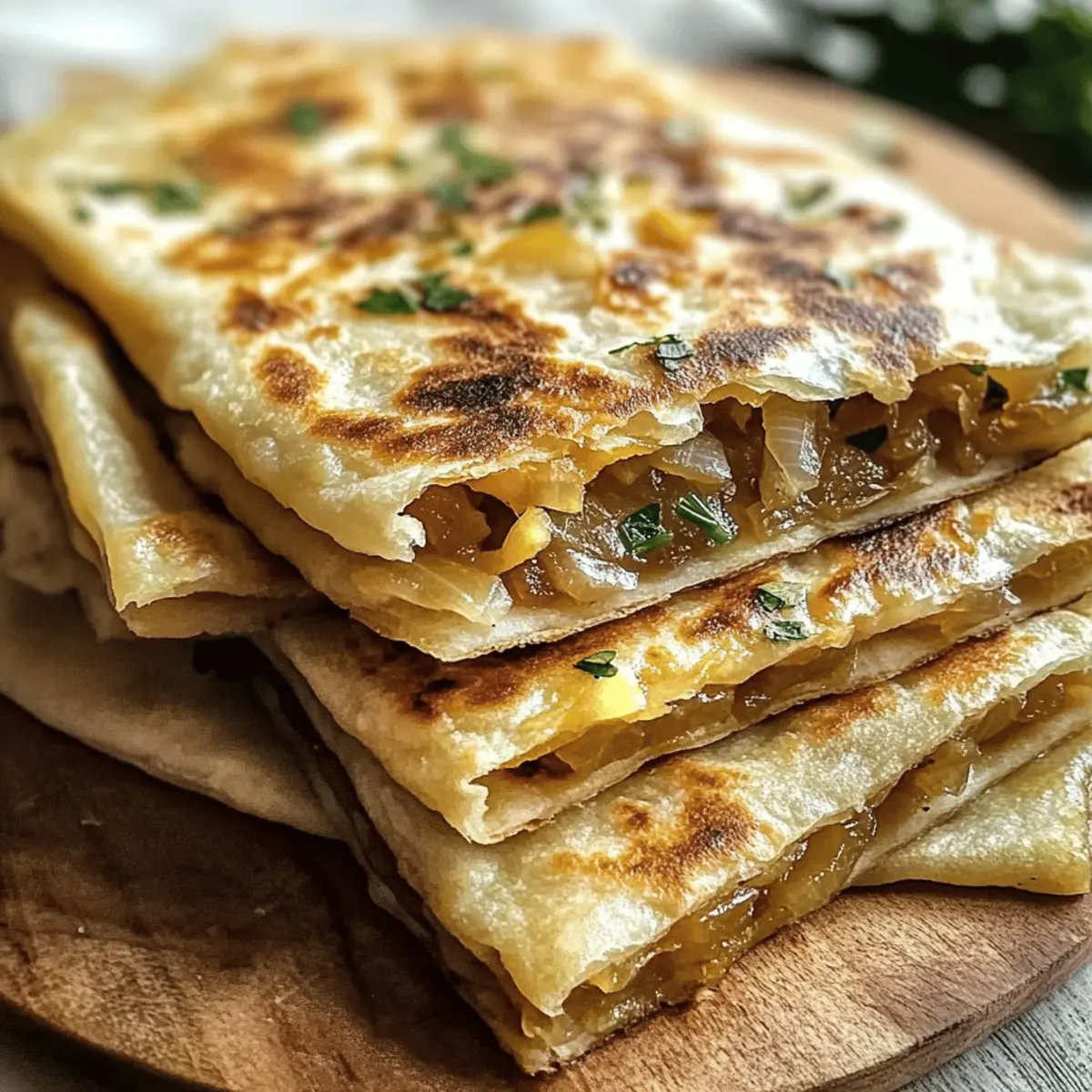 Marokkanische Msemen mit Zwiebeln und Kräutern