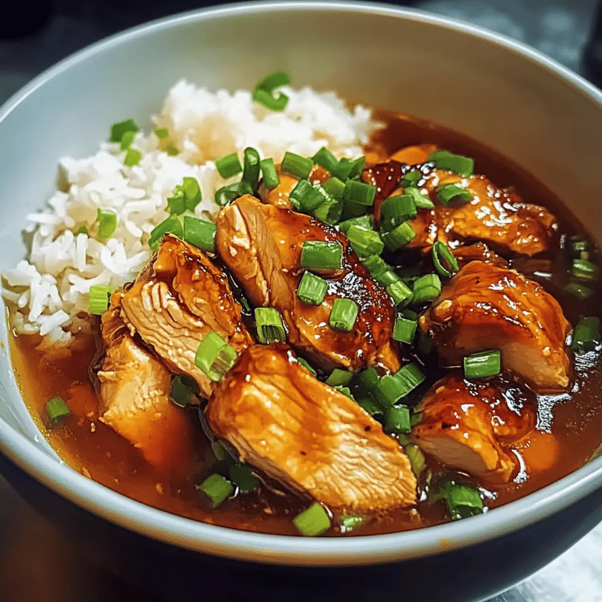 Karamellisierter Sojahuhn in Knoblauch Ingwer Brühe