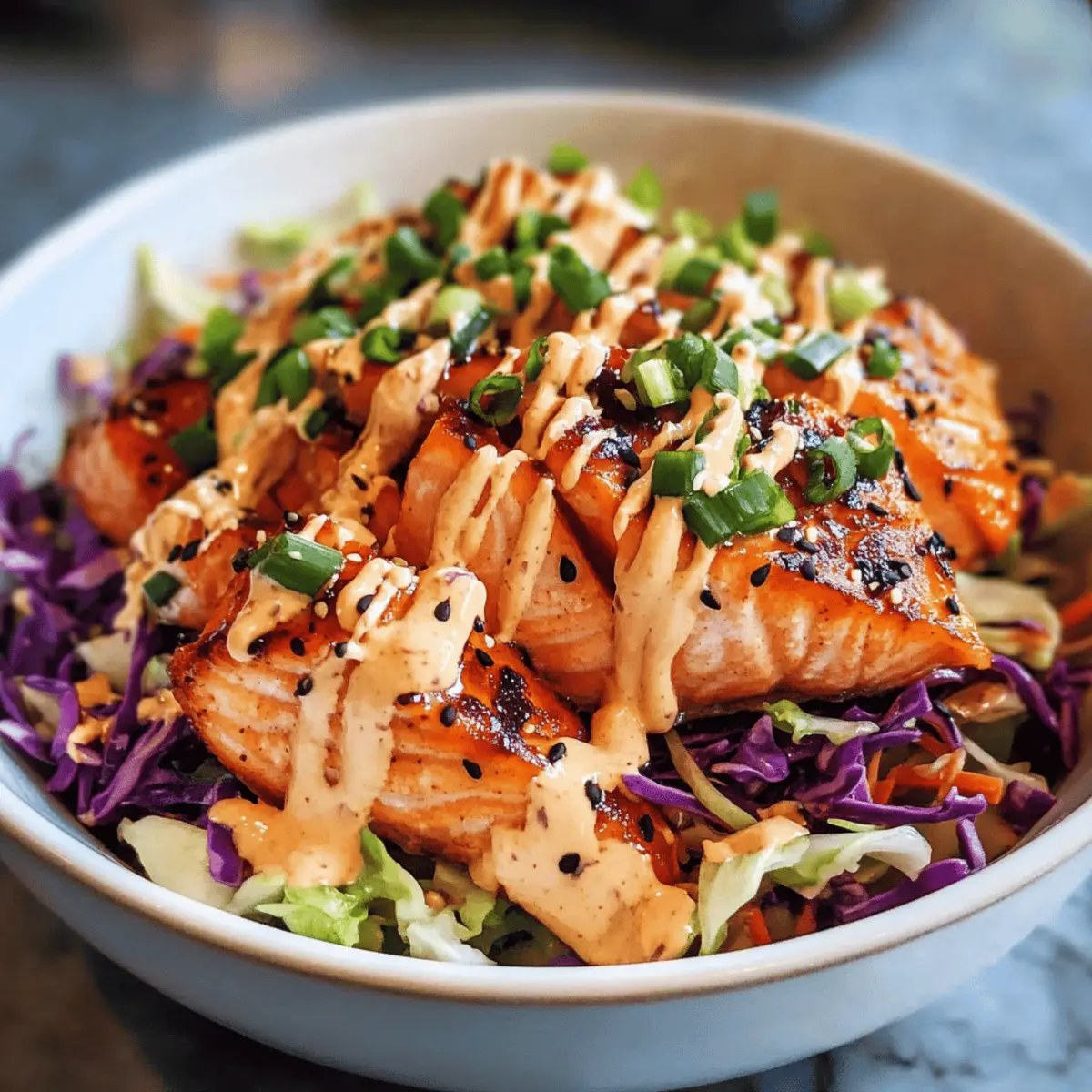 Spicy Salmon Bowl mit cremiger Mayo-Sauce