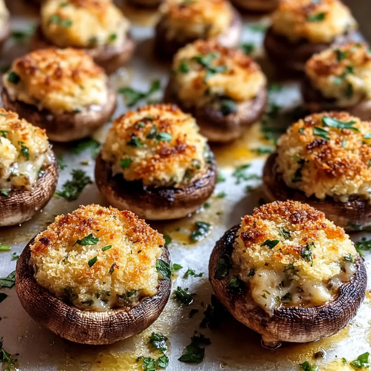 Gefüllte gebackene Pilze mit Parmesan und Kräutern