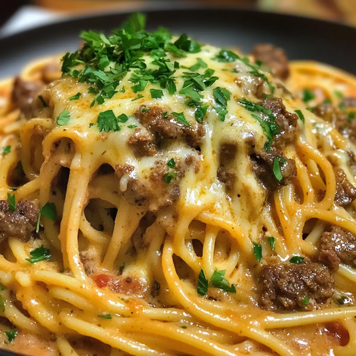 Cajun-Rindfleischspaghetti mit cremiger Käsesauce