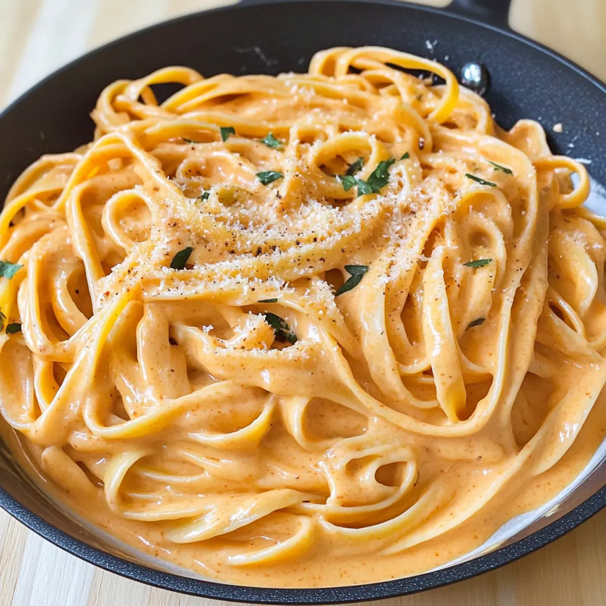 Cremige Rote-Pfeffer-Alfredo-Pasta für jeden Tag