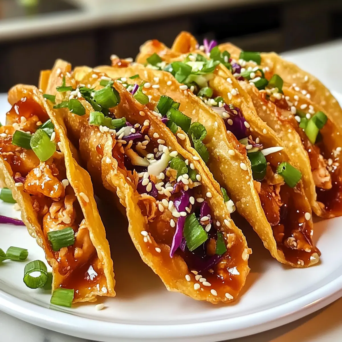 Crispy Hähnchen Wonton Tacos in 30 Minuten