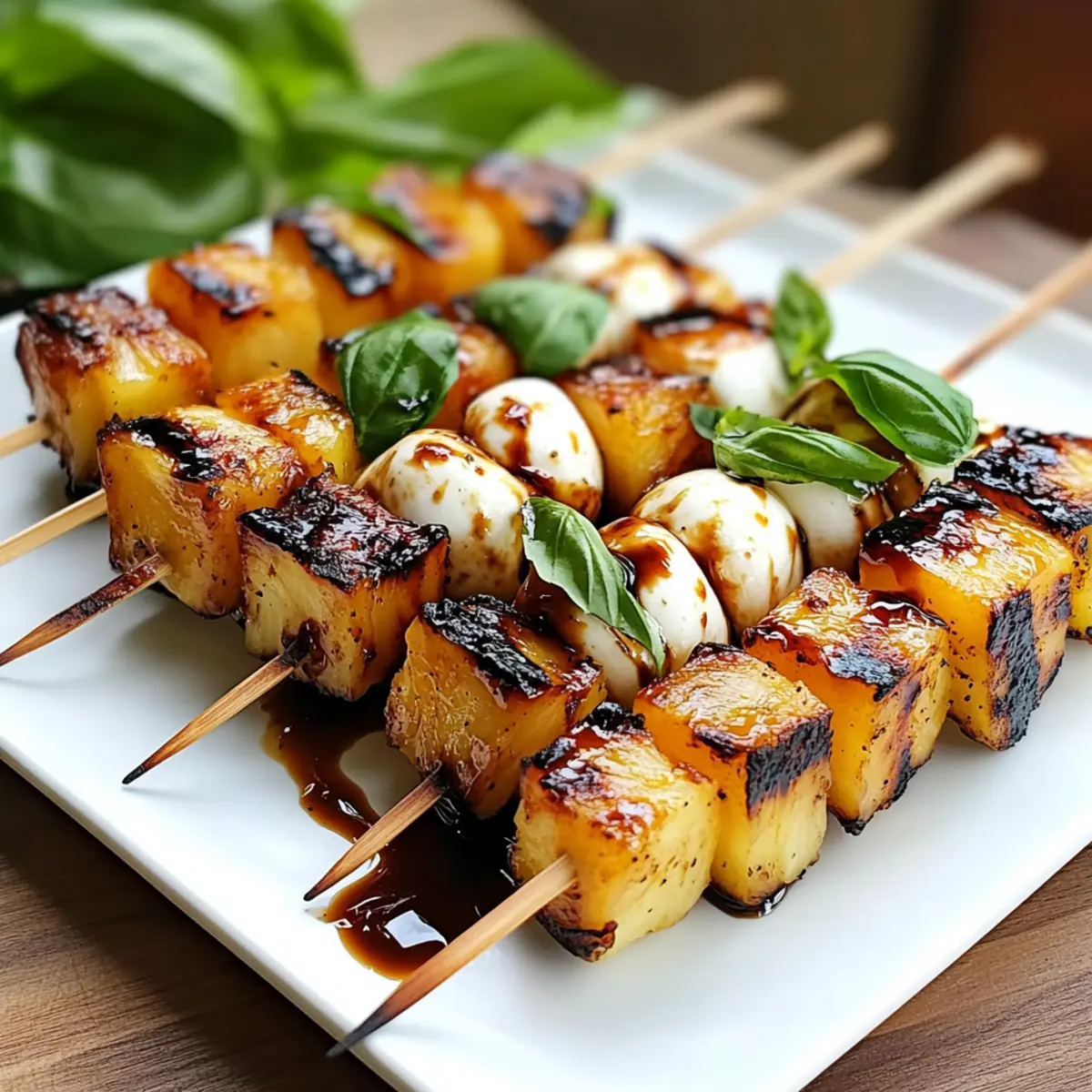 Gegrillte Ananas Caprese Spieße für den Sommer