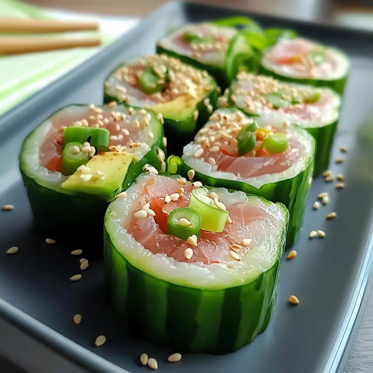 Keto Gurken Sushi Rollen für gesunde Snacks