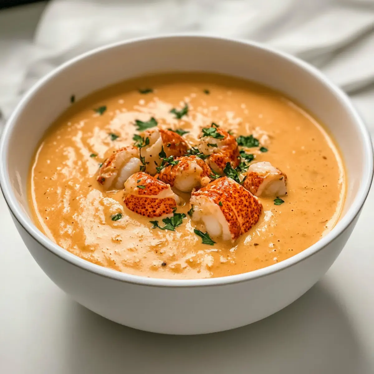 Sahnige Langostino Hummer-Bisque für Feinschmecker