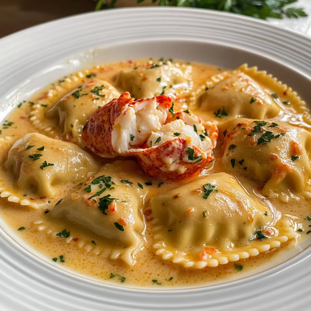 Hummer-Ravioli in Knoblauchbuttersauce für Feinschmecker