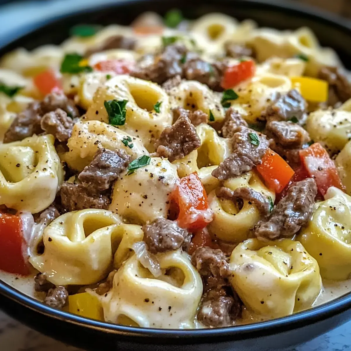 Philly Cheesesteak Tortellini Pasta leicht gemacht