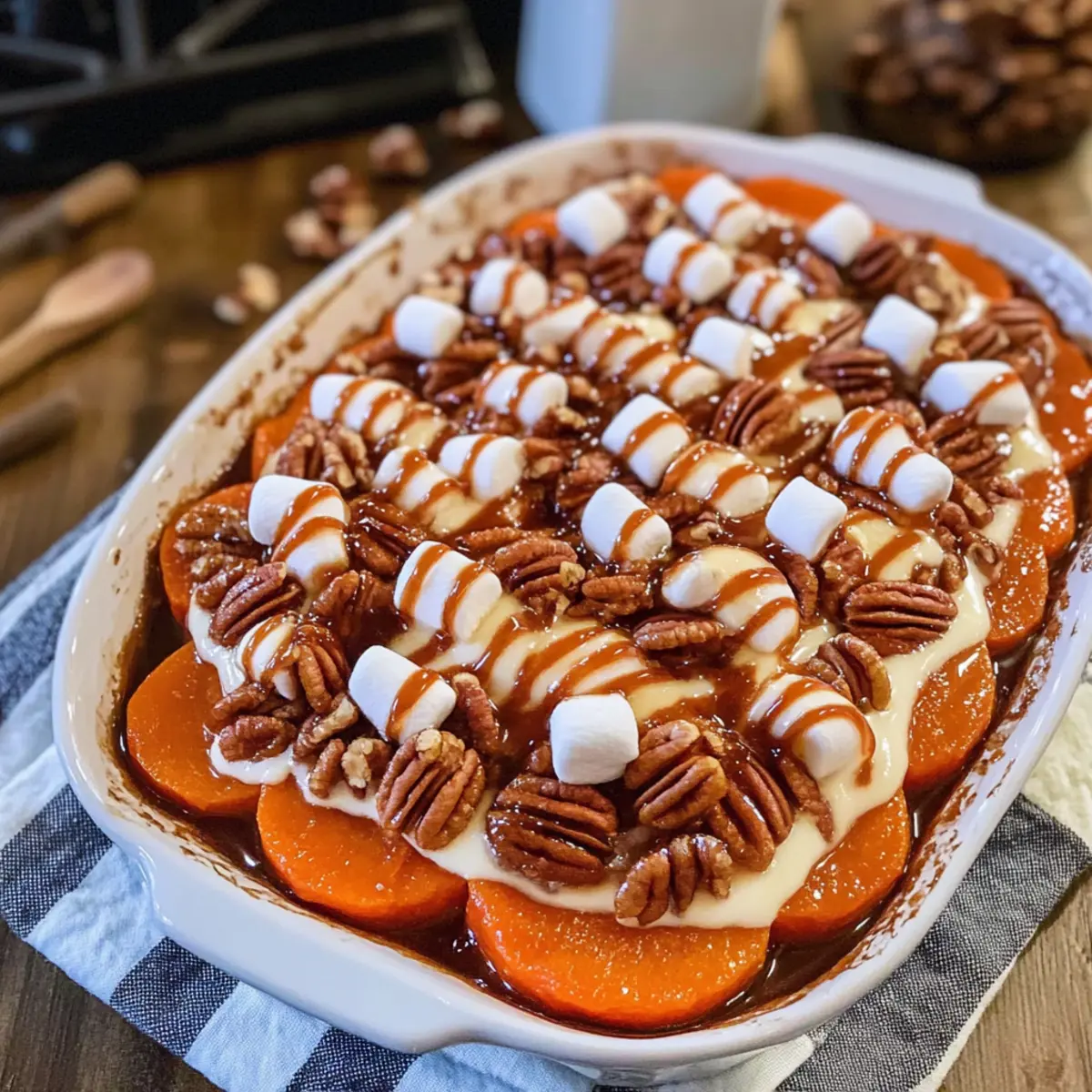 Gericht mit gewellten Süßkartoffeln für die Feiertage