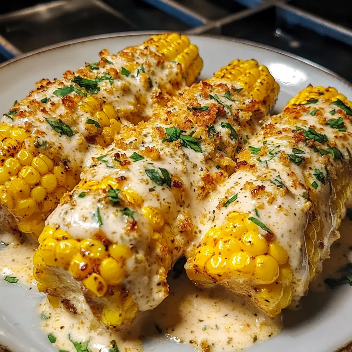 Kreolischer Maiskolben mit cremiger Sauce