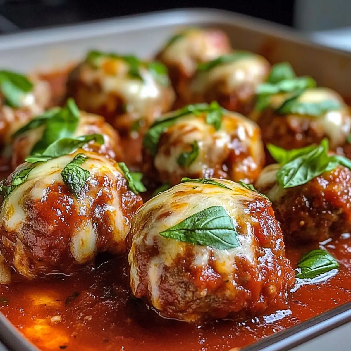 Käseknoblauchfleischbällchen in Marinara Sauce