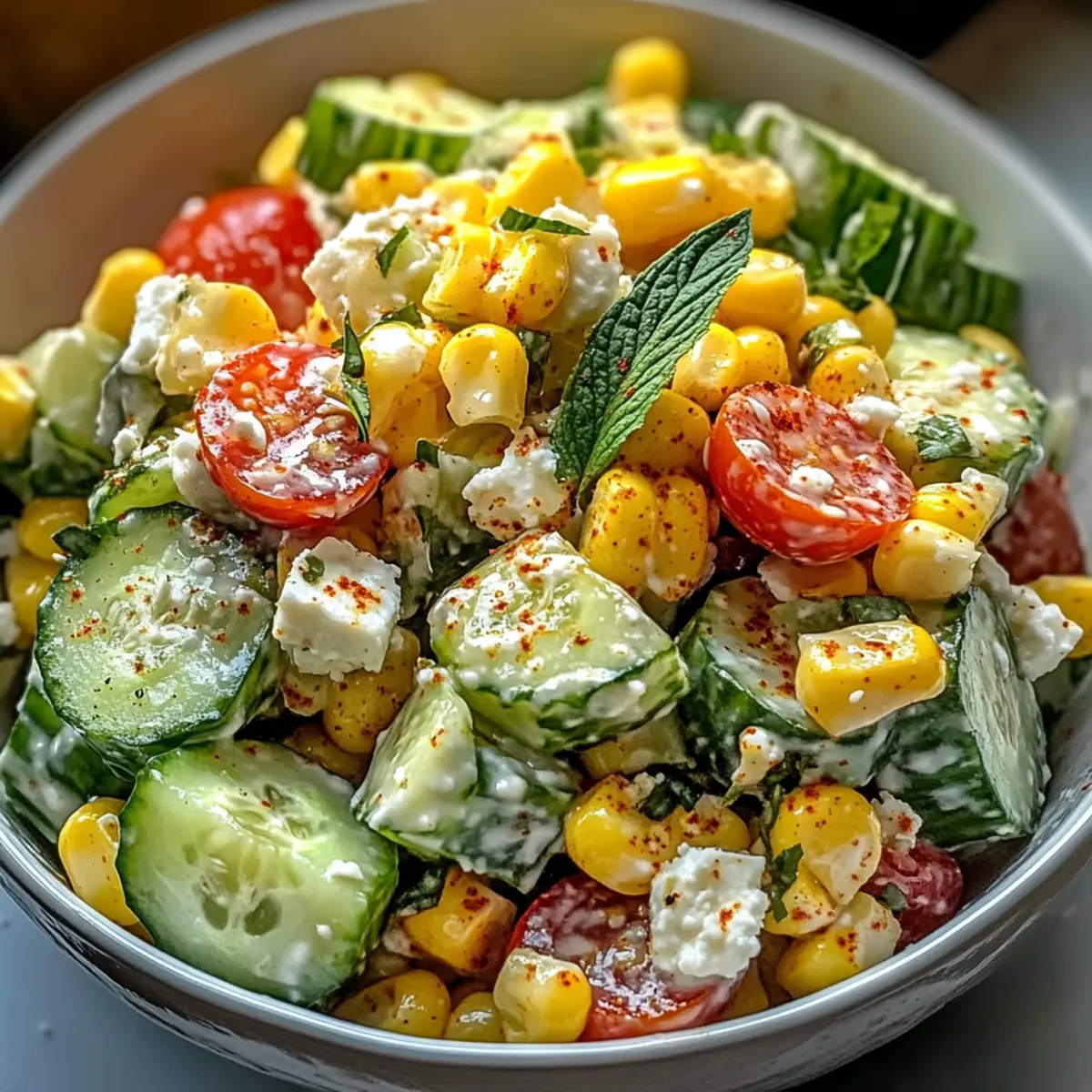 Mais cremiger Gurkensalat für den perfekten Sommergenuss