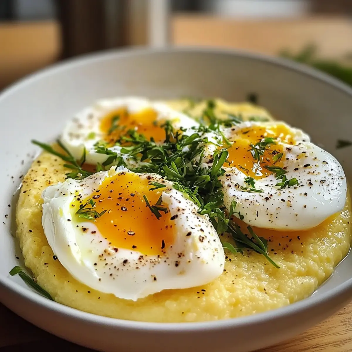 Cremige Polenta mit pochierten Eiern genießen