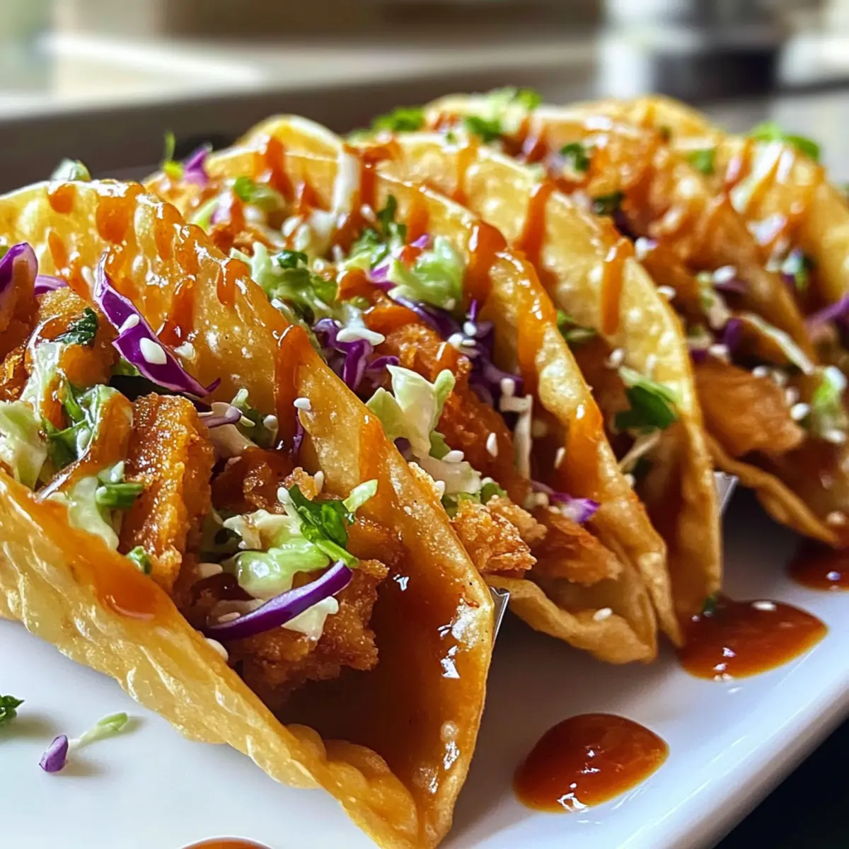 Knusprige Hähnchen Wonton Tacos in 30 Minuten