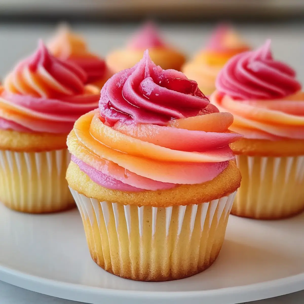 Mango Erdbeer Sonnenuntergang Cupcakes leicht gemacht