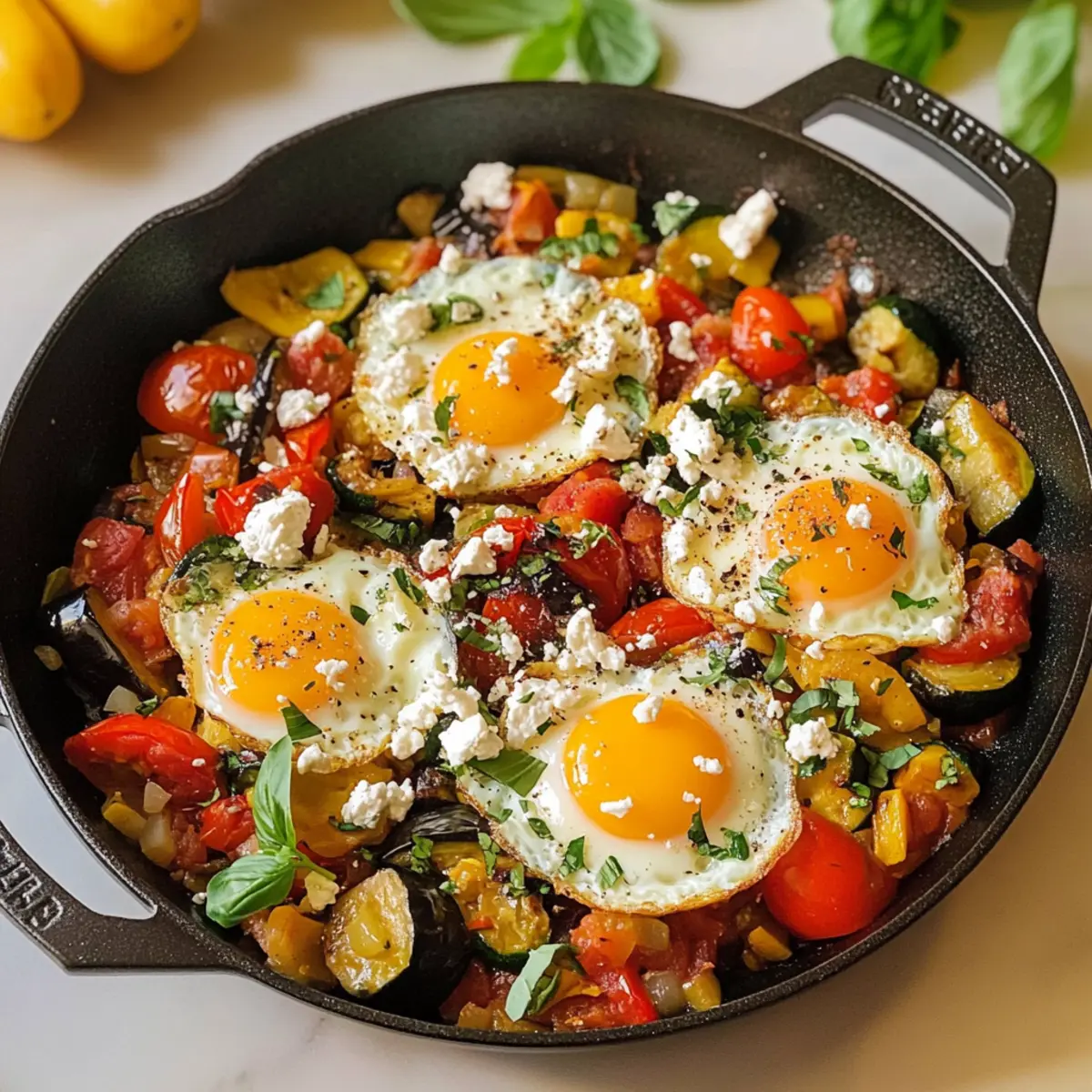 Mittelmeer Frühstücks-Pfanne für hohe Proteine