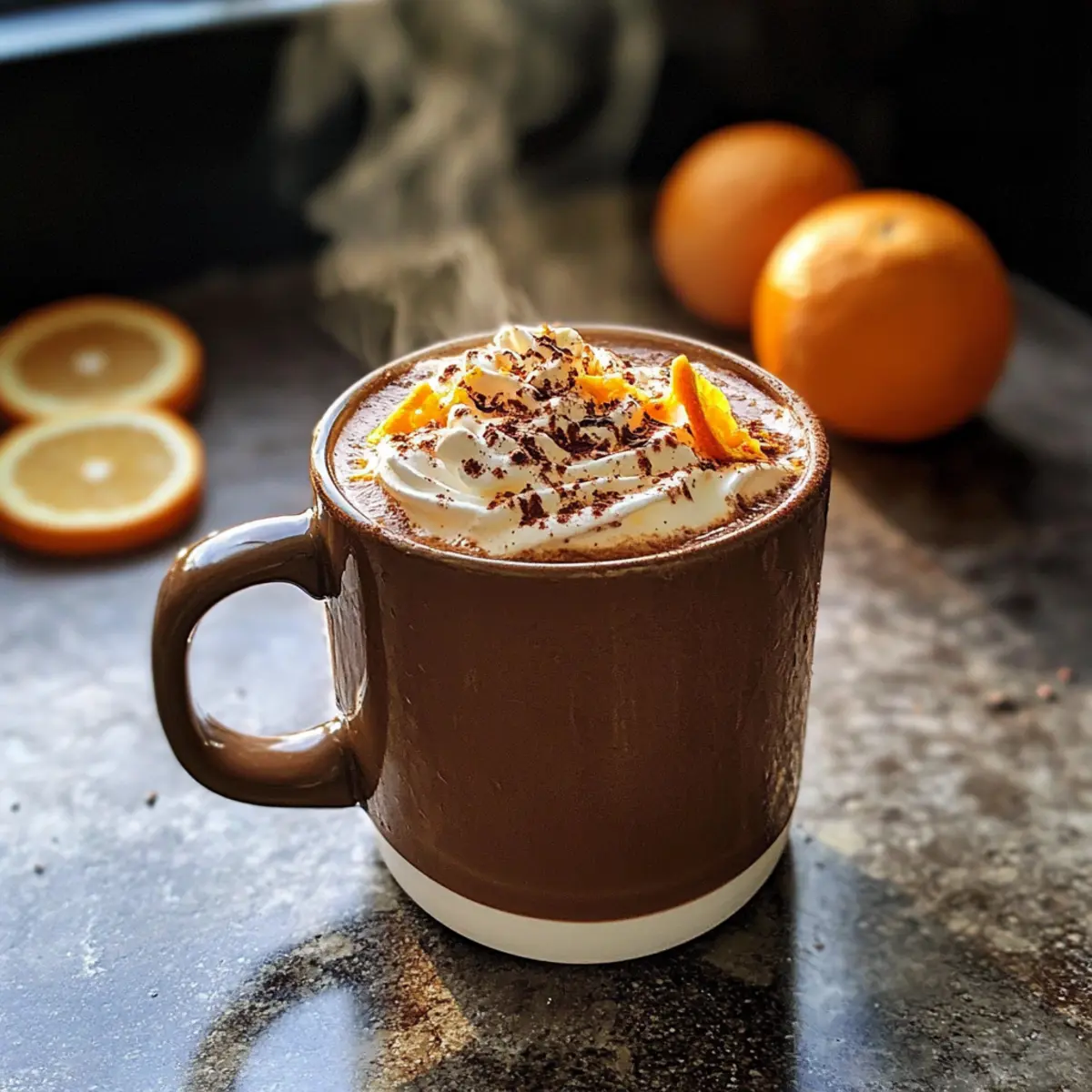 Orangenheißschokolade für kalte Tage genießen