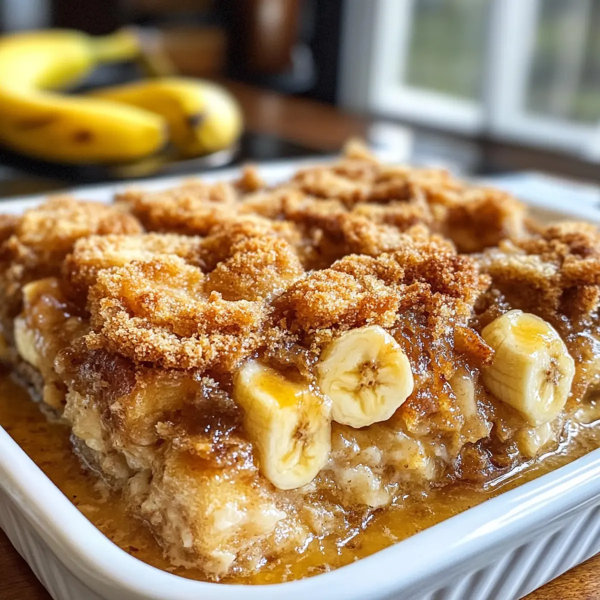 Übernachtete gebackene Bananen-Französischer Toast Auflauf