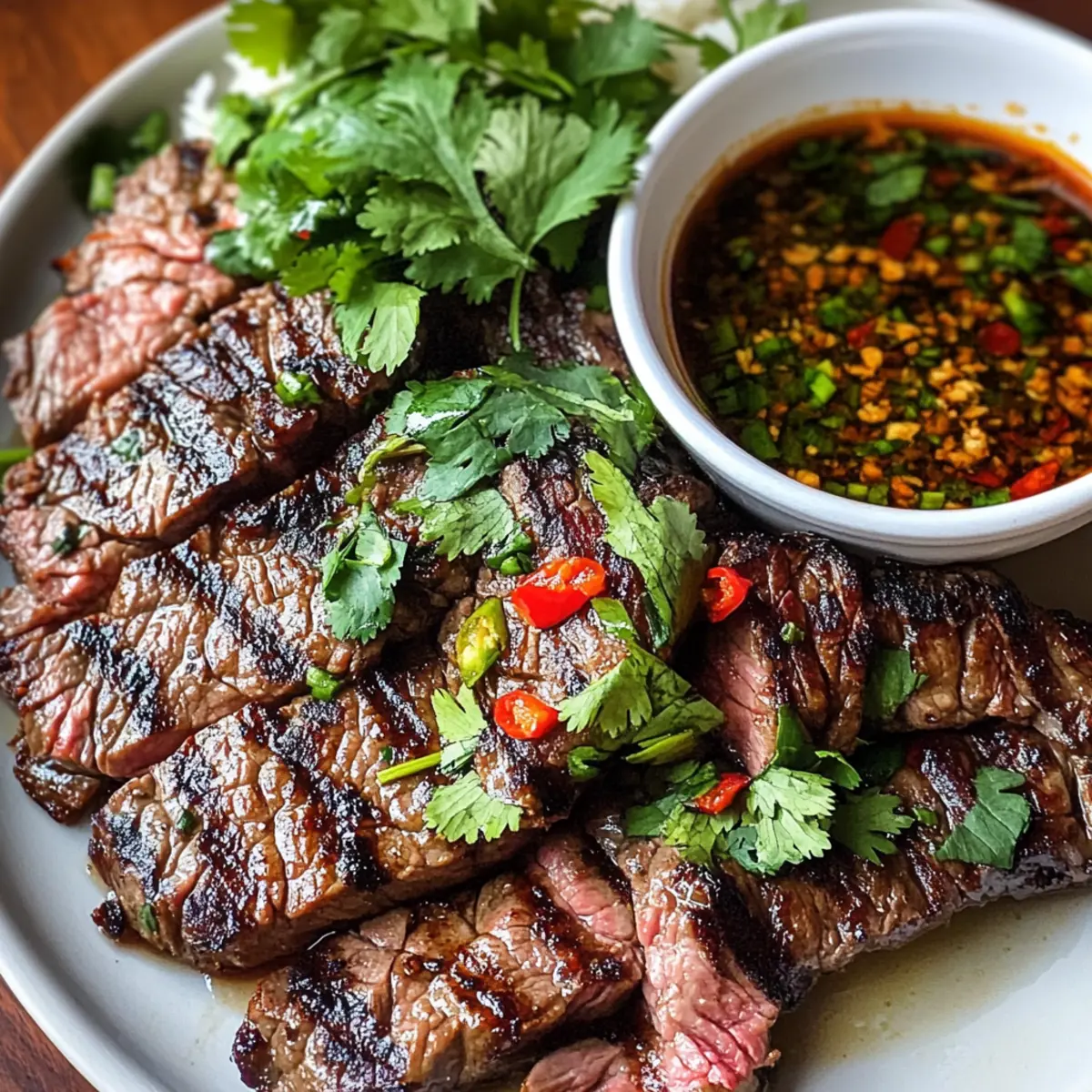 Weinender Tiger Rindfleisch mit würziger Marinade