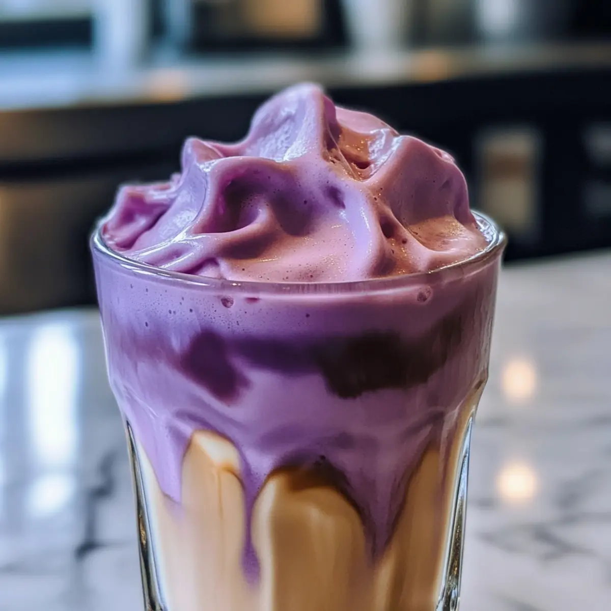 Ube Vanille Kalte Schaum verzaubert deine Getränke
