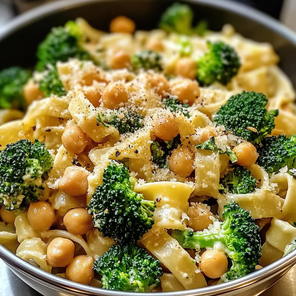 Brokkoli Kichererbsen Pasta mit Knoblauch Olivenöl