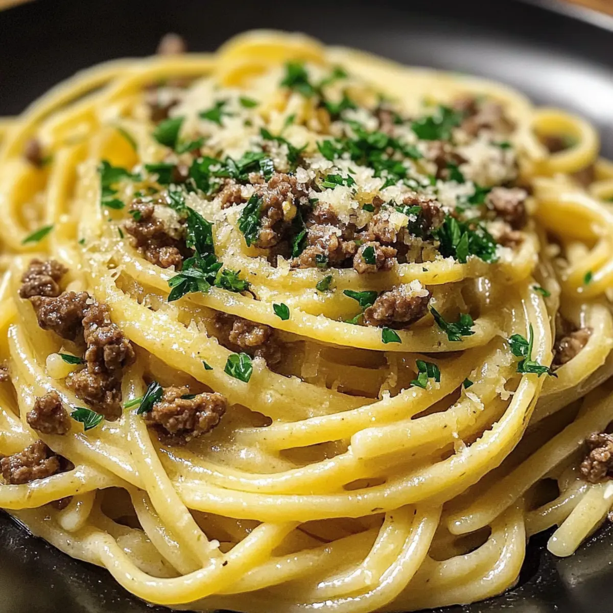 Cremige Parmesan-Rindfleisch-Linguine für Genussmomente