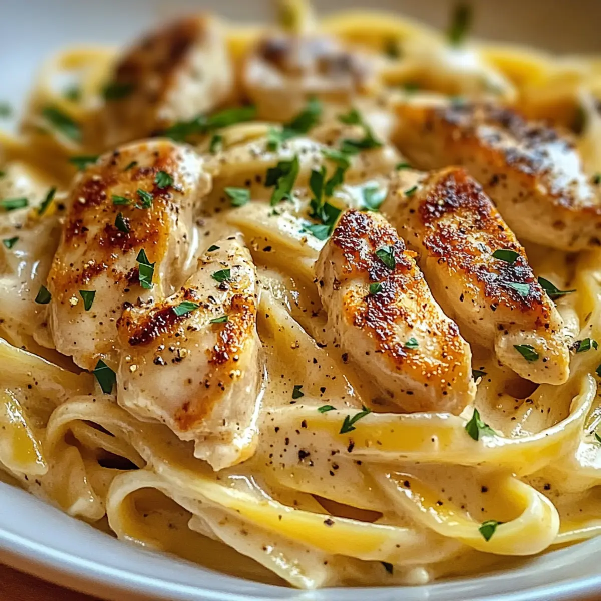 Cremige Hähnchen-Alfredo-Nudeln für jeden Abend