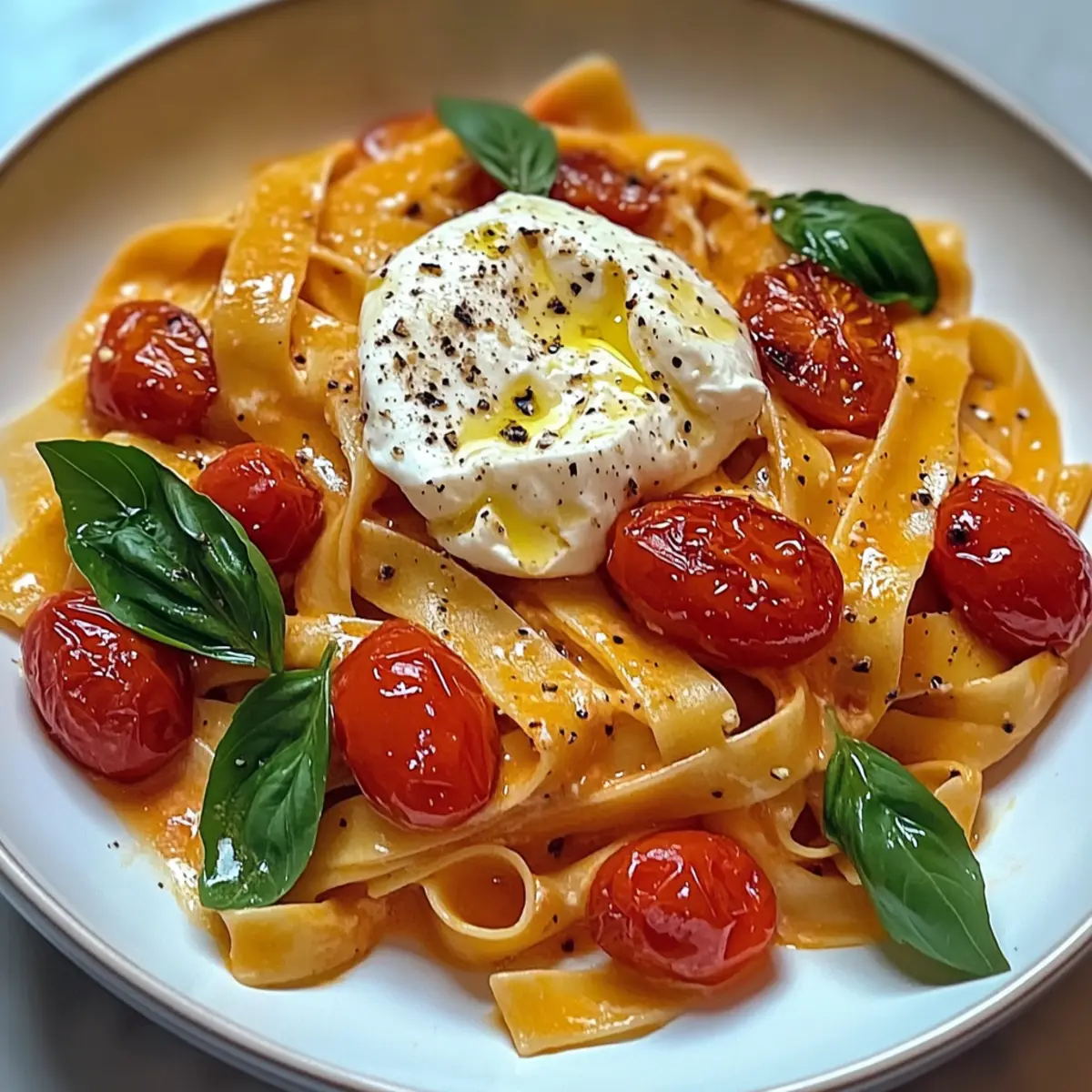 Cremige Tomaten-Burrata-Pasta in 30 Minuten Zauber