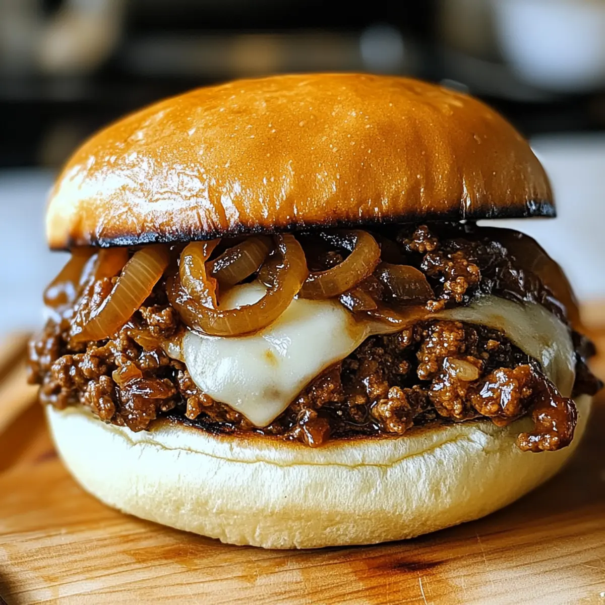 Französische Zwiebel Rindfleisch Sloppy Joes zum Verlieben