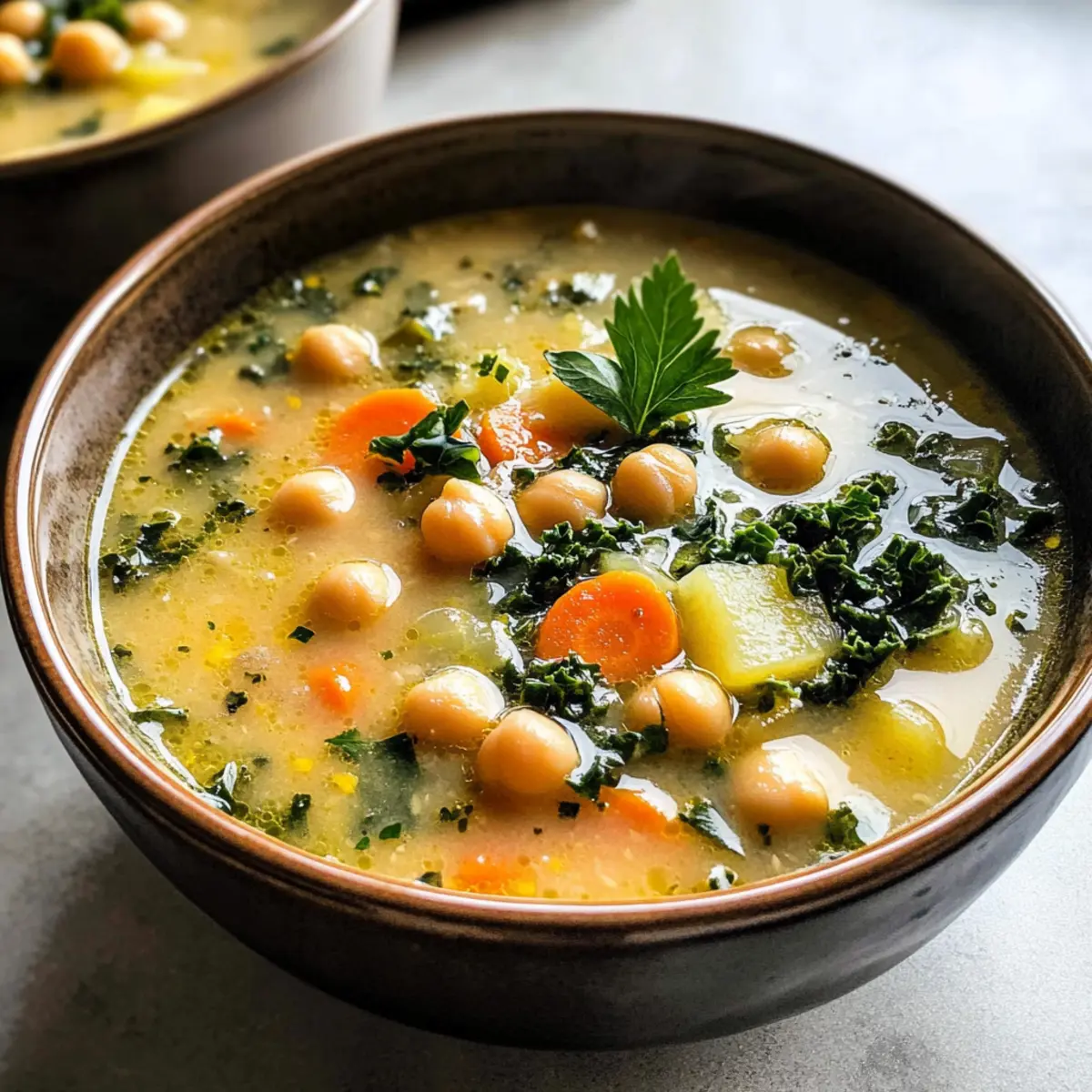 Zitronige griechische Kichererbsensuppe ganz einfach