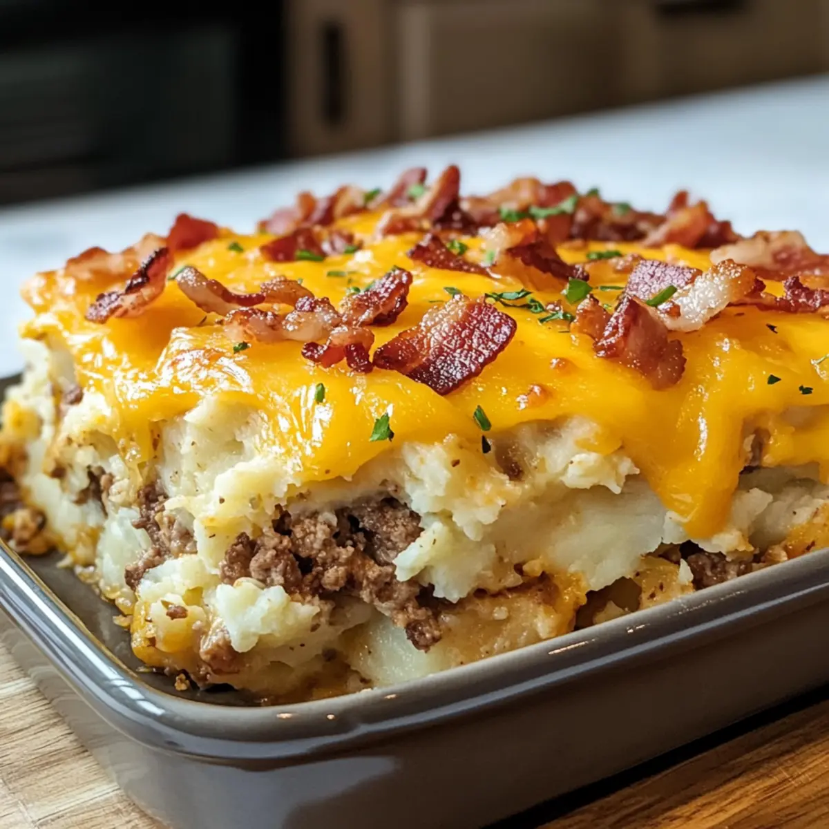 Beladene Kartoffel- und Hackbraten-Auflauf für jeden Tag
