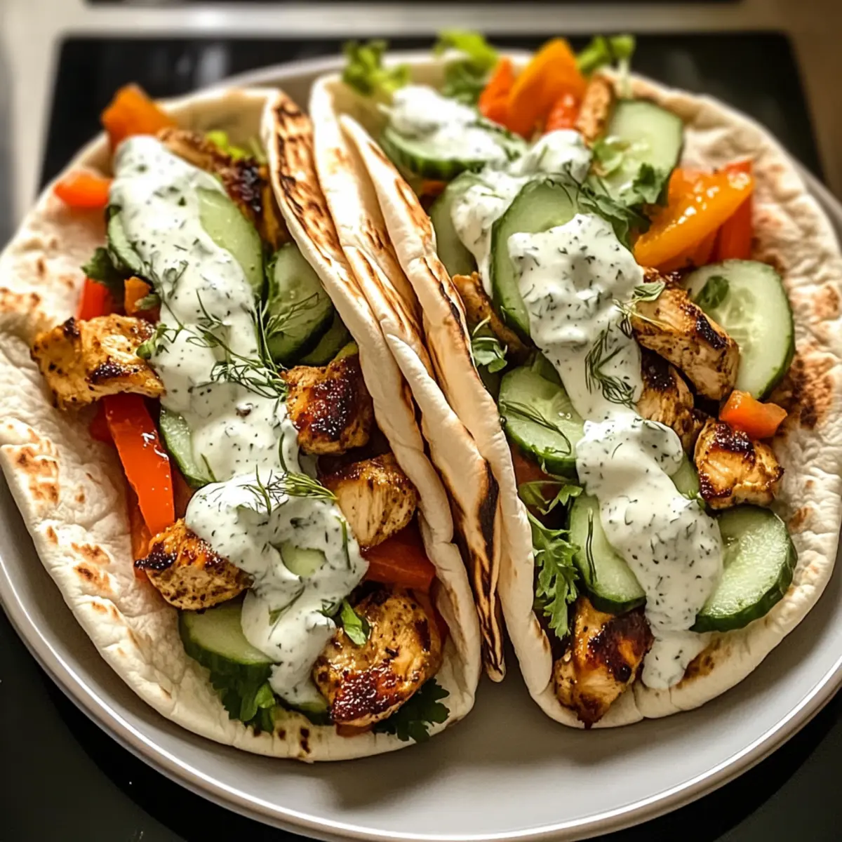 Blechpfannen-Hühnchen-Pitas mit Kräuter-Ranch Genuss