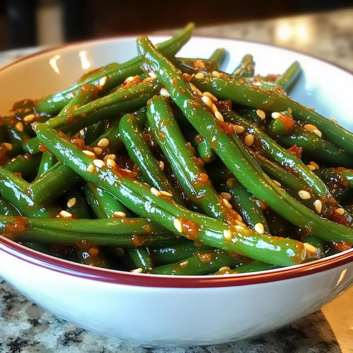 Scharfe grüne Bohnen im asiatischen Stil genießen
