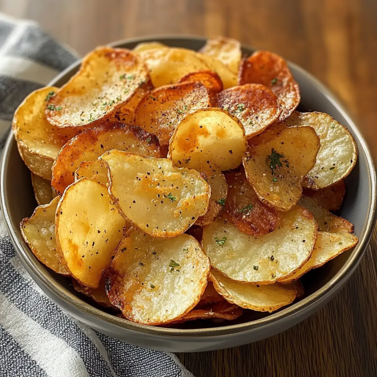 Luftfritteuse Kartoffelchips selbstgemacht genießen