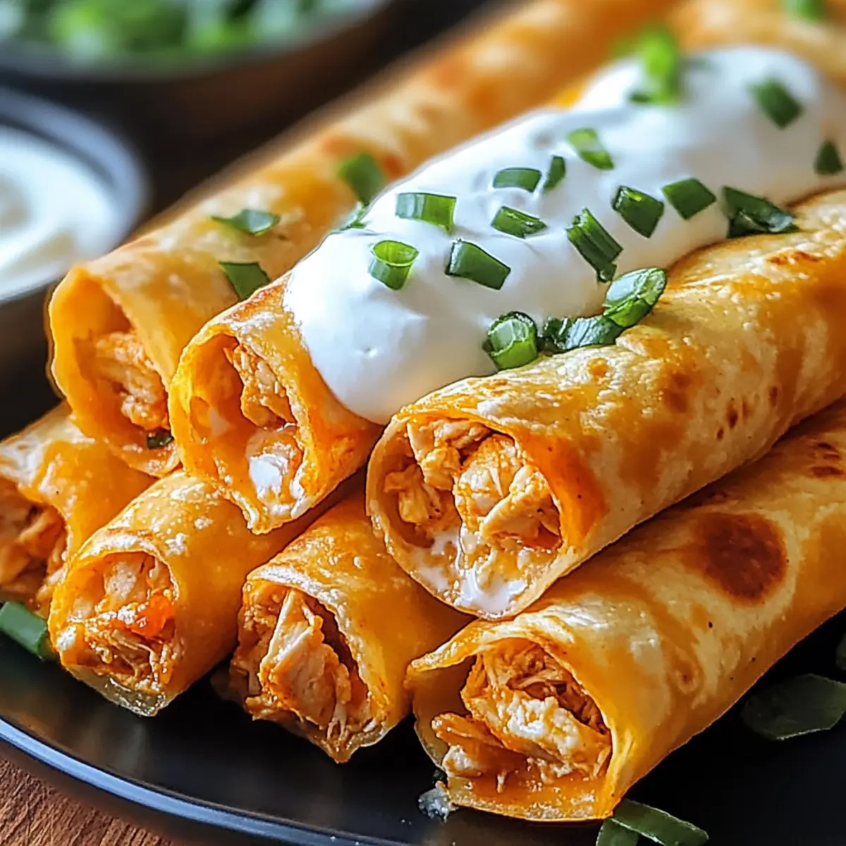Gebratene Buffalo-Hähnchen-Taquitos einfach zubereiten