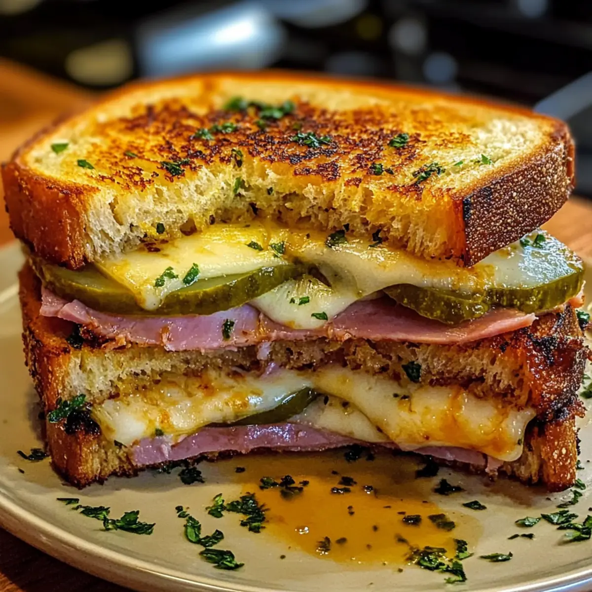 Fettes und Butteriges Kubanisches Knoblauchbrot Sandwiches