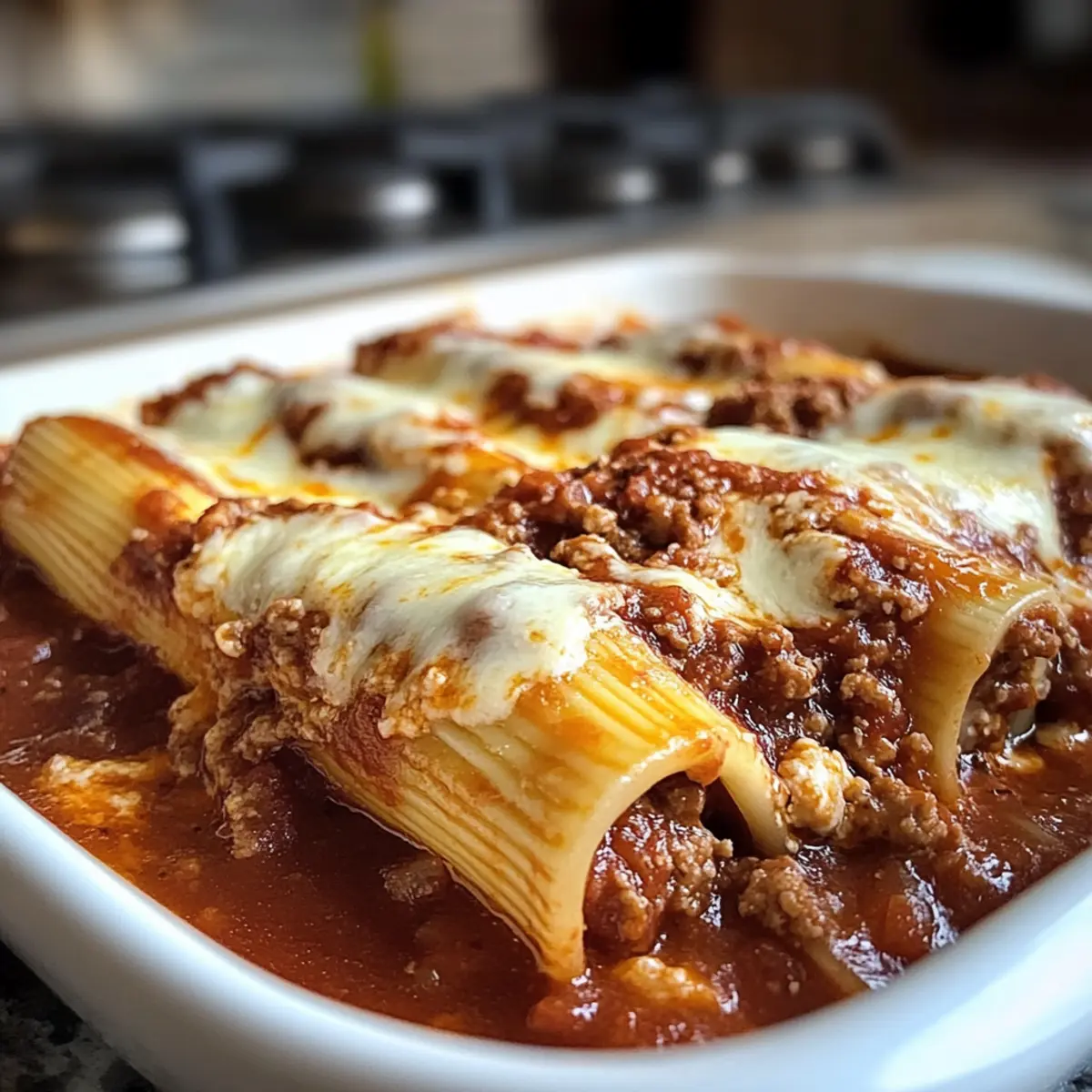 Käsegefüllte Manicotti mit schmackhafter Fleischsoße