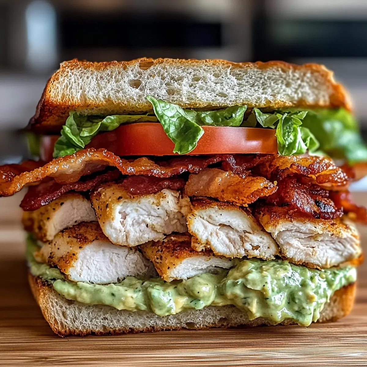 Hühnchen-Club-Sandwich mit knusprigem Speck